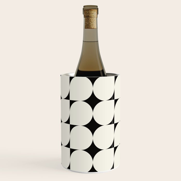 Mid-Century-Modern Abstract Retro Seamless Pattern Black and off-White Wine Chiller Gallery Image 3