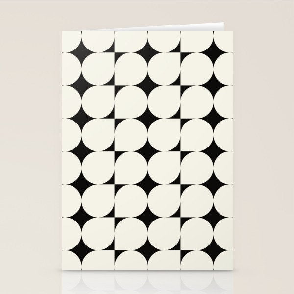 Mid-Century-Modern Abstract Retro Seamless Pattern Black and off-White Stationery Card Gallery Image 2
