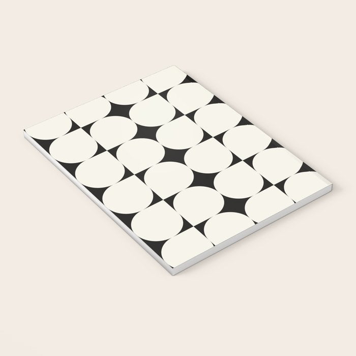 Mid-Century-Modern Abstract Retro Seamless Pattern Black and off-White Notebook Gallery Image 3