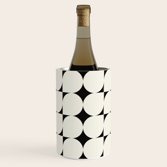 Mid-Century-Modern Abstract Retro Seamless Pattern Black and off-White Wine Chiller Gallery Image 1