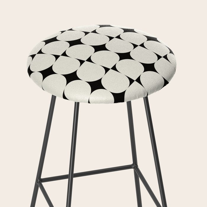 Mid-Century-Modern Abstract Retro Seamless Pattern Black and off-White Stool Gallery Image 2