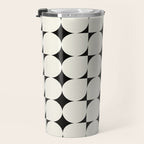 Mid-Century-Modern Abstract Retro Seamless Pattern Black and off-White Travel Mug Gallery Image 3