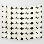 Mid-Century-Modern Abstract Retro Seamless Pattern Black and off-White Wall Tapestry Gallery Image 4