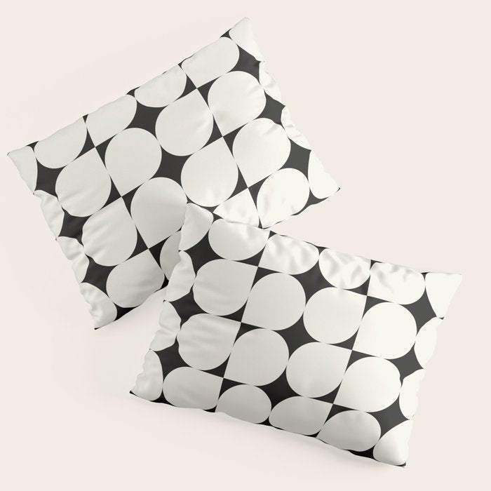 Mid-Century-Modern Abstract Retro Seamless Pattern Black and off-White Pillow Sham Gallery Image 1