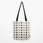 Mid-Century-Modern Abstract Retro Seamless Pattern Black and off-White Tote Bag Gallery Image 2