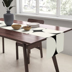 Mid-Century-Modern Abstract Retro Seamless Pattern Black and off-White Table Runner Gallery Image 2