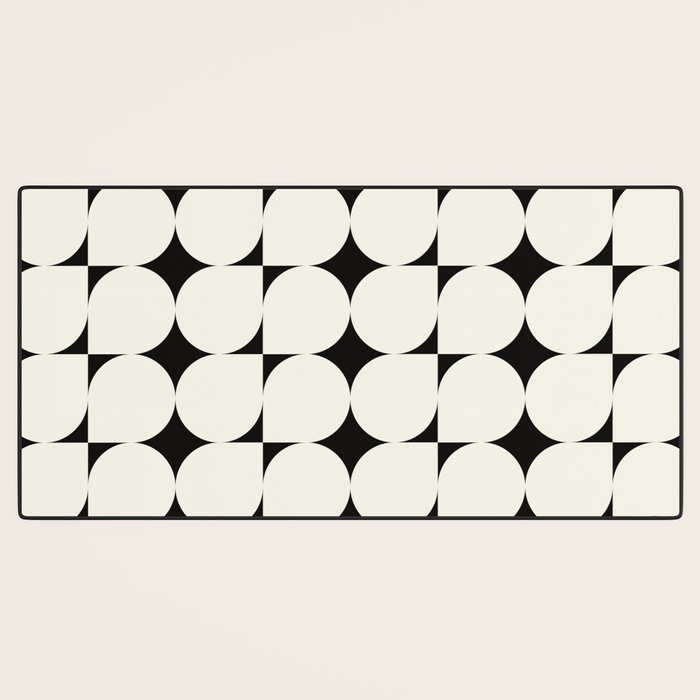 Mid-Century-Modern Abstract Retro Seamless Pattern Black and off-White Desk Mat Gallery Image 3