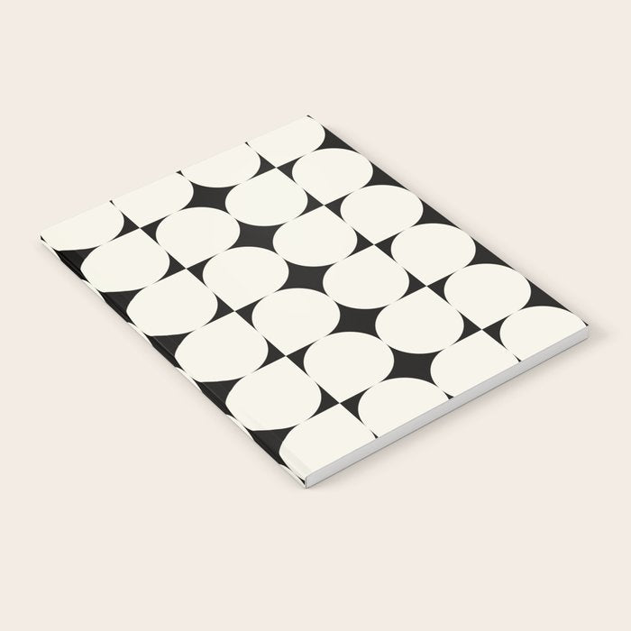 Mid-Century-Modern Abstract Retro Seamless Pattern Black and off-White Notebook Gallery Image 2
