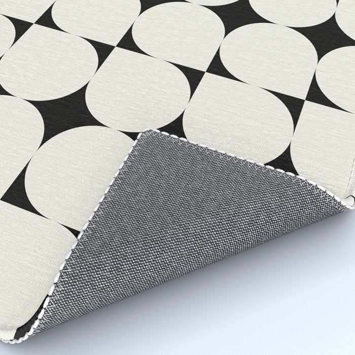 Mid-Century-Modern Abstract Retro Seamless Pattern Black and off-White Rug Gallery Image 4