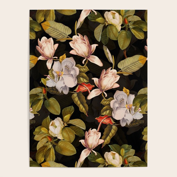Vintage & Shabby Chic - Midnight Magnolia Botanical Garden Poster Gallery Image 1