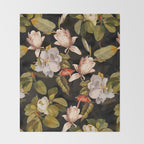 Vintage & Shabby Chic - Midnight Magnolia Botanical Garden Throw Blanket Gallery Image 2
