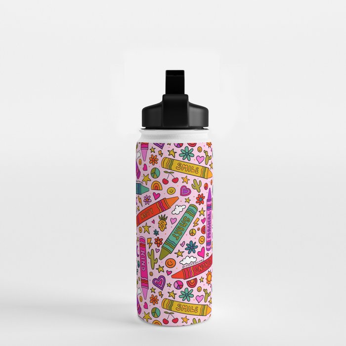 Crayon Print Water Bottle Gallery Image 2