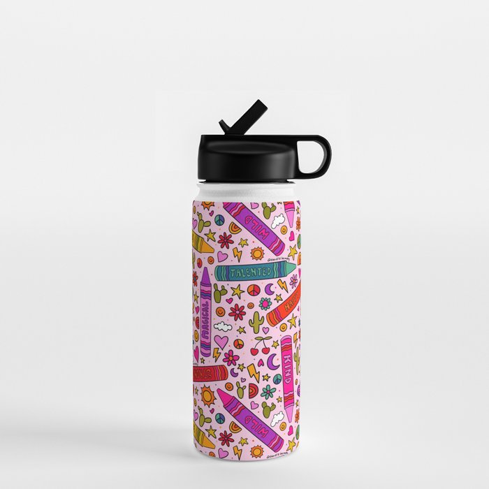 Crayon Print Water Bottle Gallery Image 1