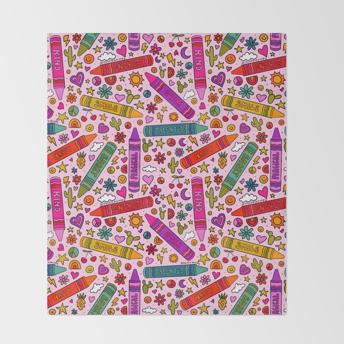 Crayon Print Throw Blanket Gallery Image 2