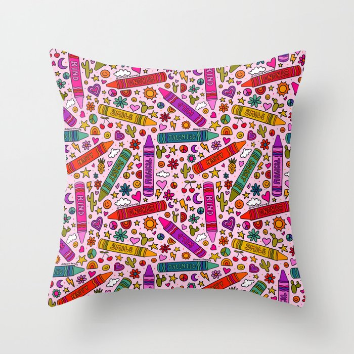 Crayon Print Throw Pillow Gallery Image 6