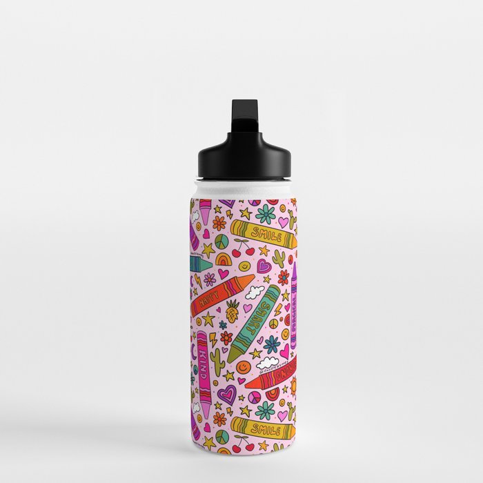 Crayon Print Water Bottle Gallery Image 3