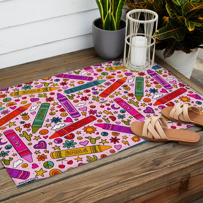 Crayon Print Outdoor Rug Gallery Image 2