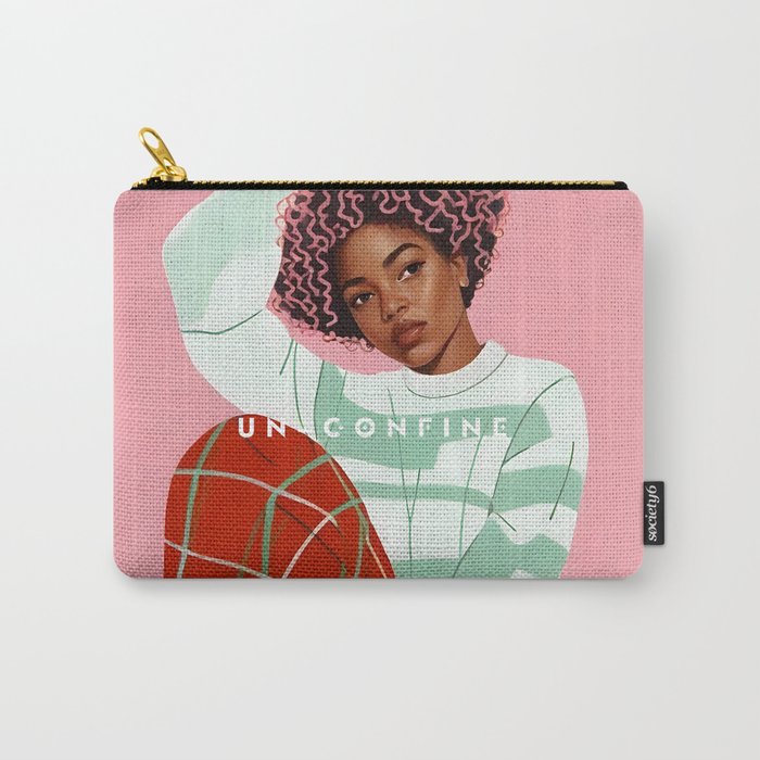 Un-Confine, Free Spirit Colorful People, Plaid Check Pattern Black Woman Afro, Tartar Fashion Eclectic Bohemian, Hep Chic Illustration Painting Carry All Pouch Gallery Image 1