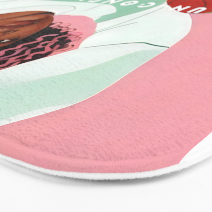 Un-Confine, Free Spirit Colorful People, Plaid Check Pattern Black Woman Afro, Tartar Fashion Eclectic Bohemian, Hep Chic Illustration Painting Bath Mat Gallery Image 3