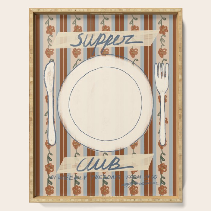 Supper Club Vintage Stripe Serving Tray Gallery Image 1