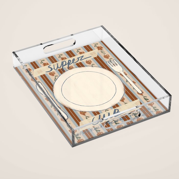 Supper Club Vintage Stripe Acrylic Tray Gallery Image 1