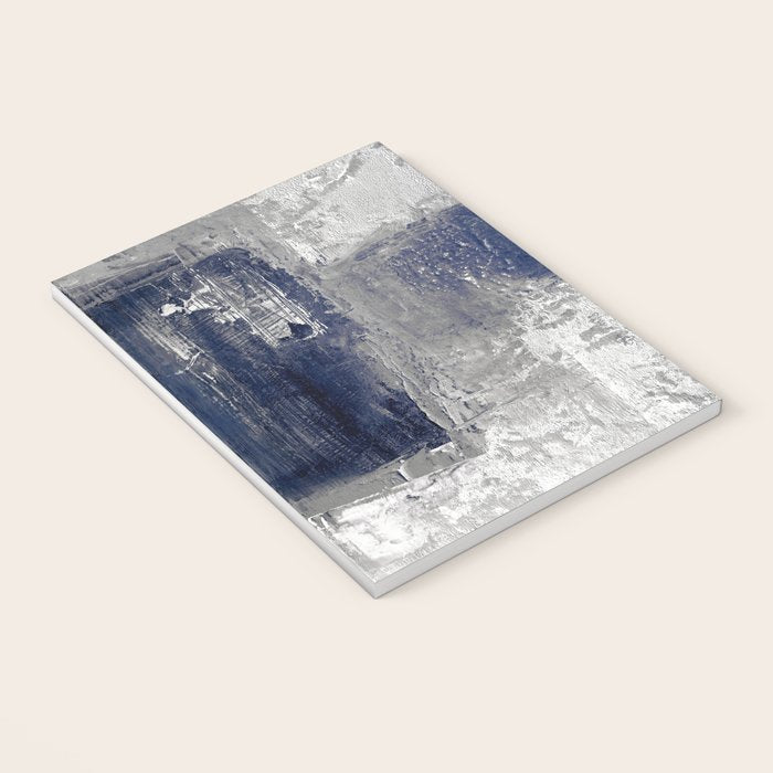 Minimalist Blue and White Abstract Painting  Textured Modern Art gray abstract Notebook Gallery Image 3