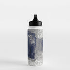 Minimalist Blue and White Abstract Painting  Textured Modern Art gray abstract Water Bottle Gallery Image 3