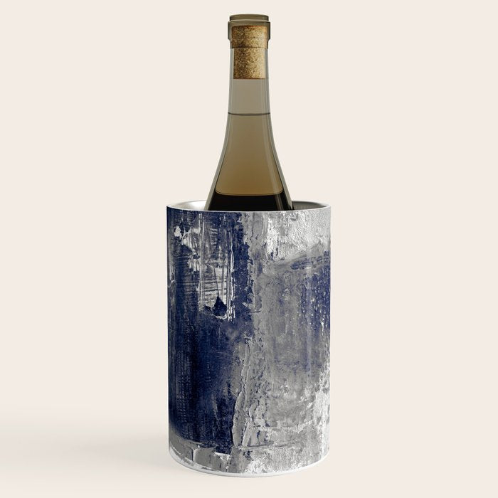 Minimalist Blue and White Abstract Painting  Textured Modern Art gray abstract Wine Chiller Gallery Image 2