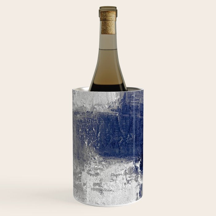 Minimalist Blue and White Abstract Painting  Textured Modern Art gray abstract Wine Chiller Gallery Image 1