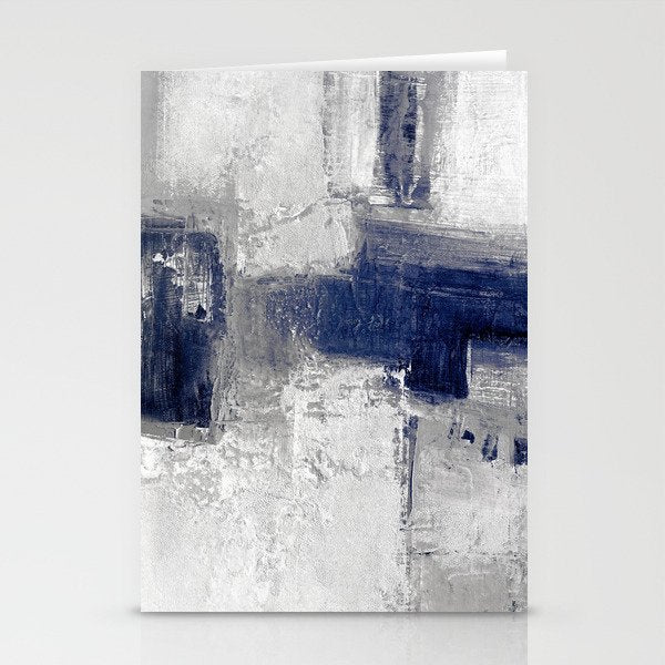 Minimalist Blue and White Abstract Painting  Textured Modern Art gray abstract Stationery Card Gallery Image 1