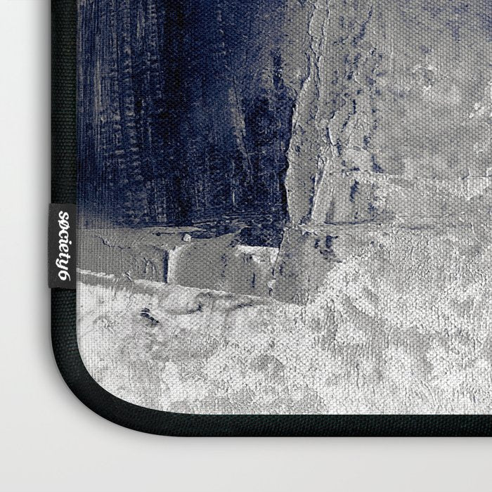 Minimalist Blue and White Abstract Painting  Textured Modern Art gray abstract Laptop Sleeve Gallery Image 3