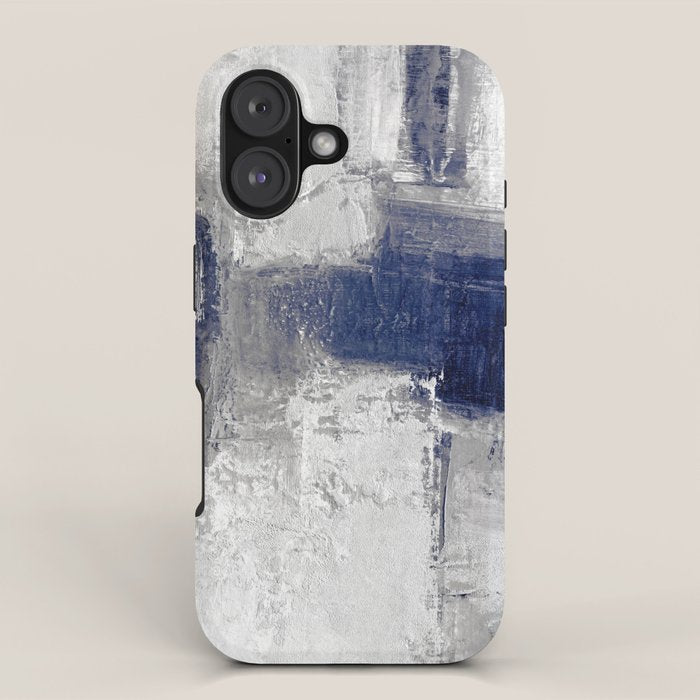 Minimalist Blue and White Abstract Painting  Textured Modern Art gray abstract iPhone Case Gallery Image 1