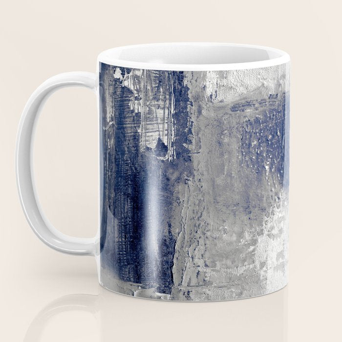 Minimalist Blue and White Abstract Painting  Textured Modern Art gray abstract Coffee Mug Gallery Image 3