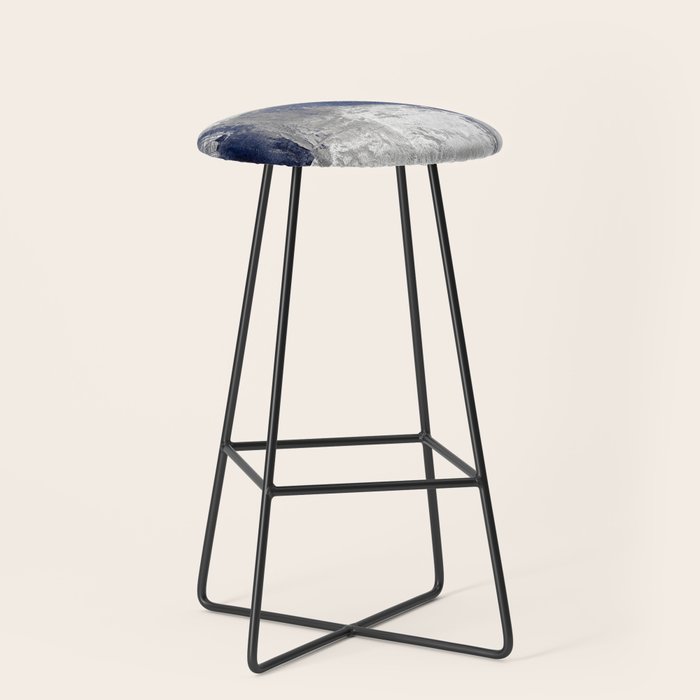 Minimalist Blue and White Abstract Painting  Textured Modern Art gray abstract Stool Gallery Image 1