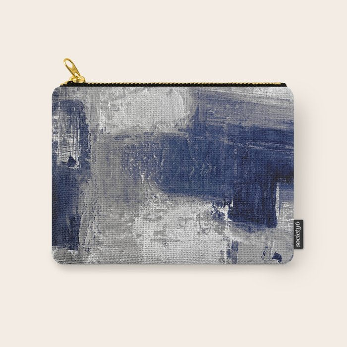 Minimalist Blue and White Abstract Painting  Textured Modern Art gray abstract Carry All Pouch Gallery Image 1