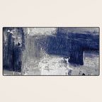 Minimalist Blue and White Abstract Painting  Textured Modern Art gray abstract Desk Mat Gallery Image 3