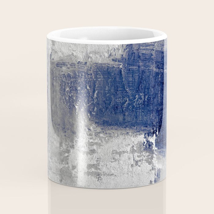 Minimalist Blue and White Abstract Painting  Textured Modern Art gray abstract Coffee Mug Gallery Image 4