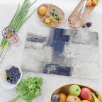 Minimalist Blue and White Abstract Painting  Textured Modern Art gray abstract Cutting Board Gallery Image 2