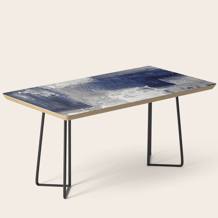 Minimalist Blue and White Abstract Painting  Textured Modern Art gray abstract Coffee Table Gallery Image 1