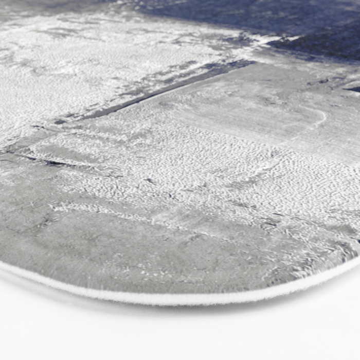 Minimalist Blue and White Abstract Painting  Textured Modern Art gray abstract Bath Mat Gallery Image 3