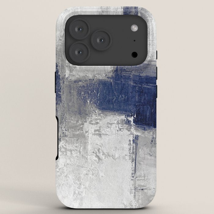 Minimalist Blue and White Abstract Painting  Textured Modern Art gray abstract iPhone Case Gallery Image 7