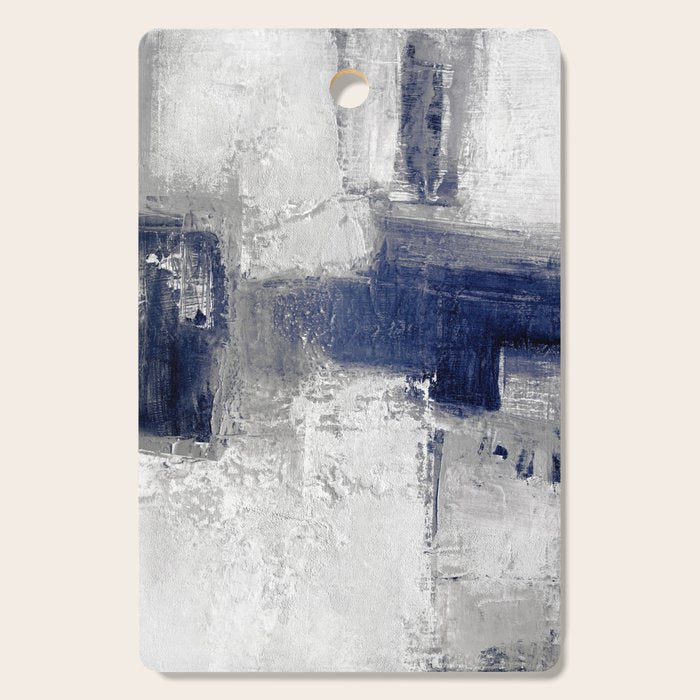 Minimalist Blue and White Abstract Painting  Textured Modern Art gray abstract Cutting Board Gallery Image 1