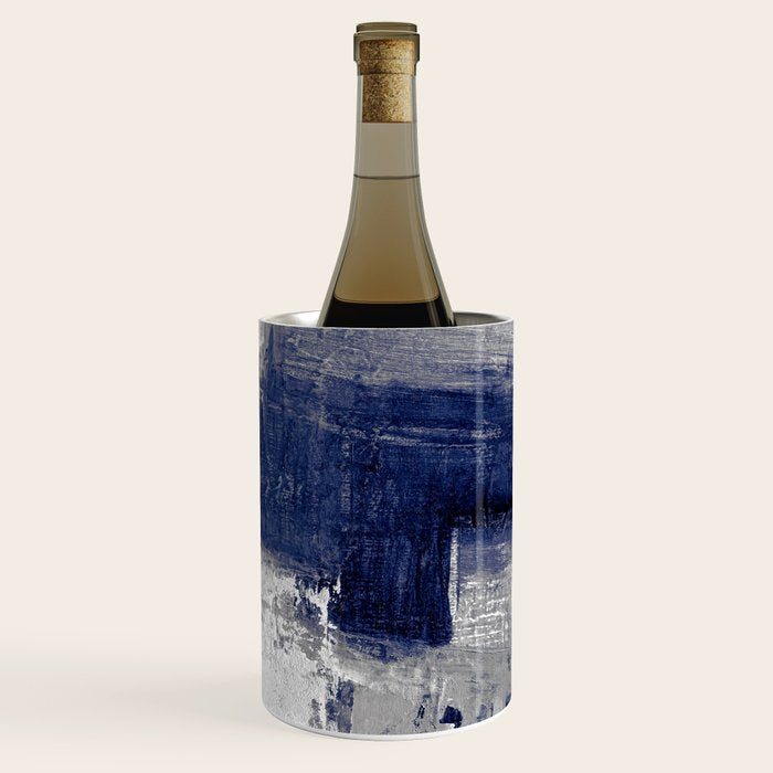 Minimalist Blue and White Abstract Painting  Textured Modern Art gray abstract Wine Chiller Gallery Image 3