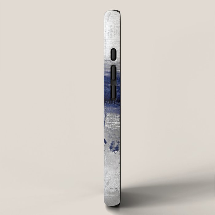 Minimalist Blue and White Abstract Painting  Textured Modern Art gray abstract iPhone Case Gallery Image 2