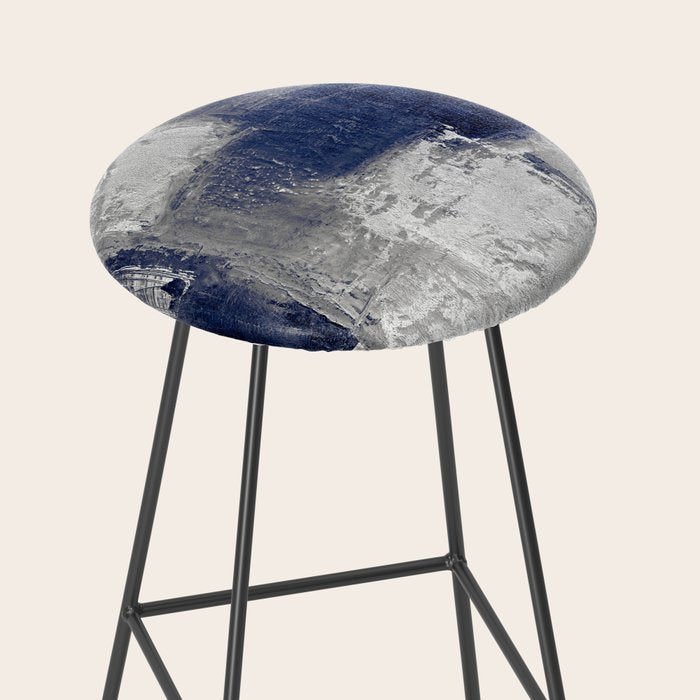 Minimalist Blue and White Abstract Painting  Textured Modern Art gray abstract Stool Gallery Image 2