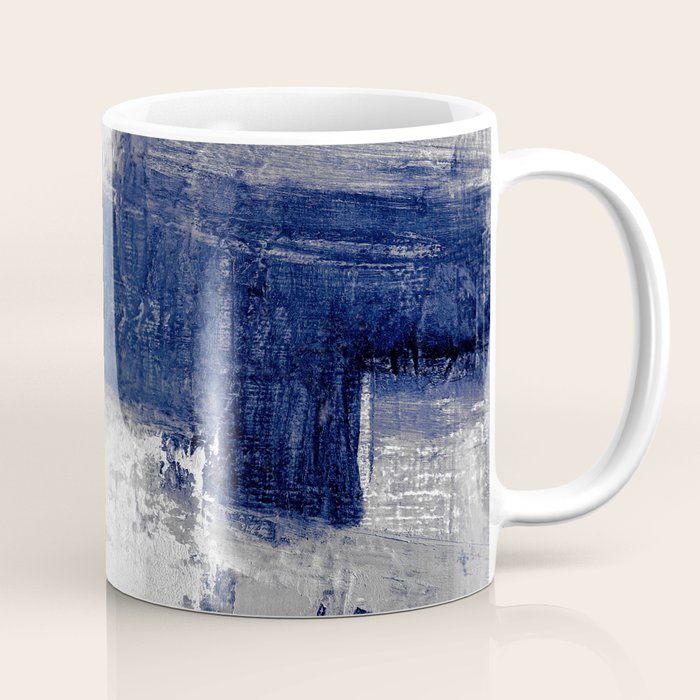 Minimalist Blue and White Abstract Painting  Textured Modern Art gray abstract Coffee Mug Gallery Image 1
