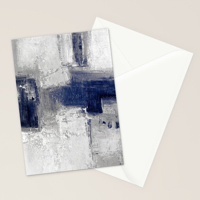 Minimalist Blue and White Abstract Painting  Textured Modern Art gray abstract Stationery Card Gallery Image 2