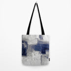 Minimalist Blue and White Abstract Painting  Textured Modern Art gray abstract Tote Bag Gallery Image 2