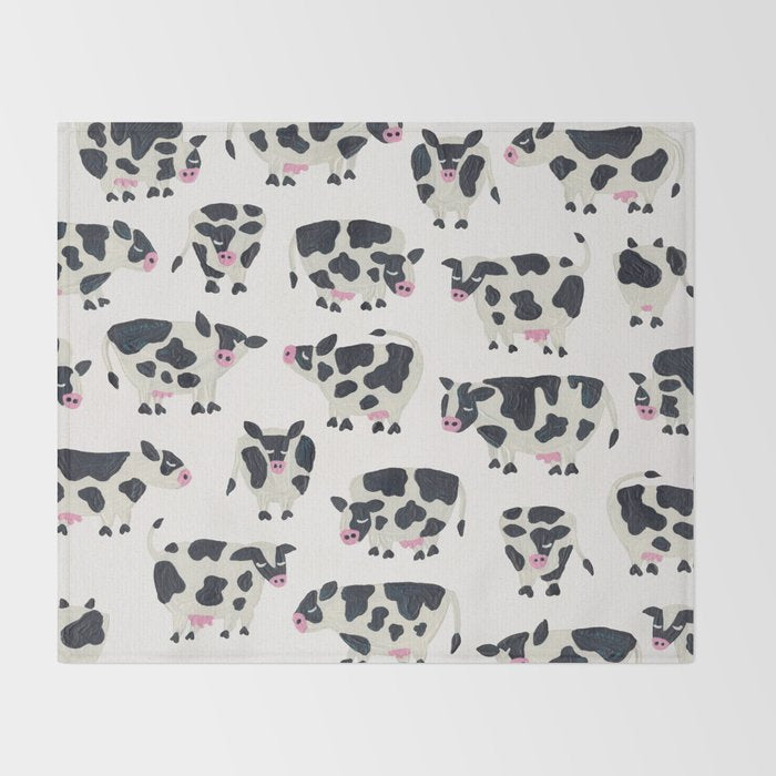 Cow Collection - White Throw Blanket Gallery Image 2