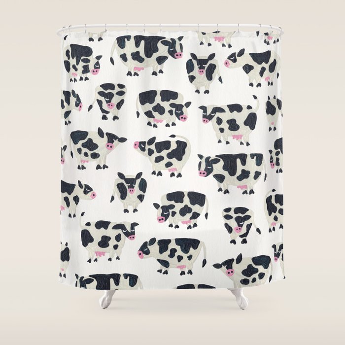 Cow Collection - White Shower Curtain Gallery Image 1